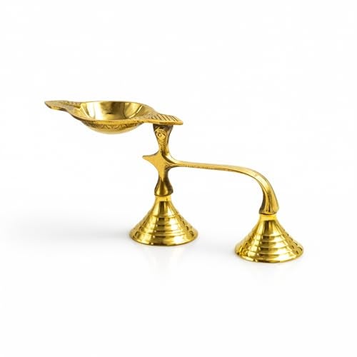 Spillbox Brass Karpoor | Kapoor Diya Deepam Burner Karpuram Arati | Aarti | Arthi | Arti | Arathi | Aarathi Stand for Dhoop Puja | Pooja Room- Single Face Diya - Image 5