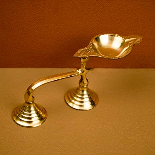Spillbox Brass Karpoor | Kapoor Diya Deepam Burner Karpuram Arati | Aarti | Arthi | Arti | Arathi | Aarathi Stand for Dhoop Puja | Pooja Room- Single Face Diya - Image 1