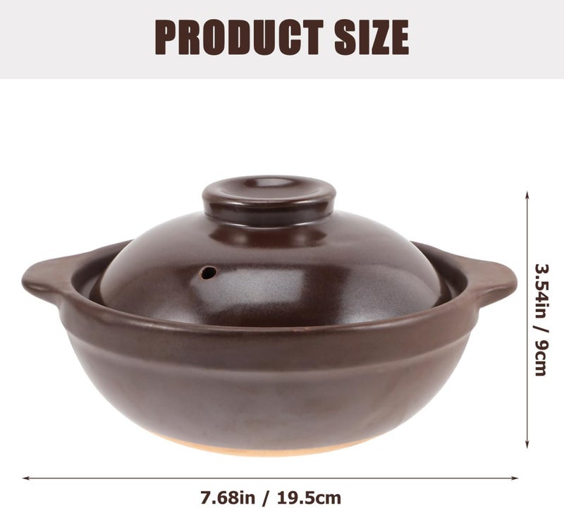 Cabilock Terracotta Ceramic Casserole Clay Pot Earthen Pot Cookware with Lid Stew Pots Soup Cooking Pot Kitchen Stockpot Earthenware for Dinner Party Cooking Rice Meat Soup - Image 4