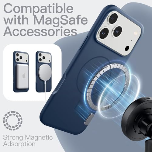mobistyle Magnetic Silicone Back Cover for iPhone 17 Pro Max 6.9-Inch, Compatible with Mag-Safe, Silky Soft Touch, Shock Absorbing Phone Cover Case with Camera Lens Protection (Blue) - Image 4