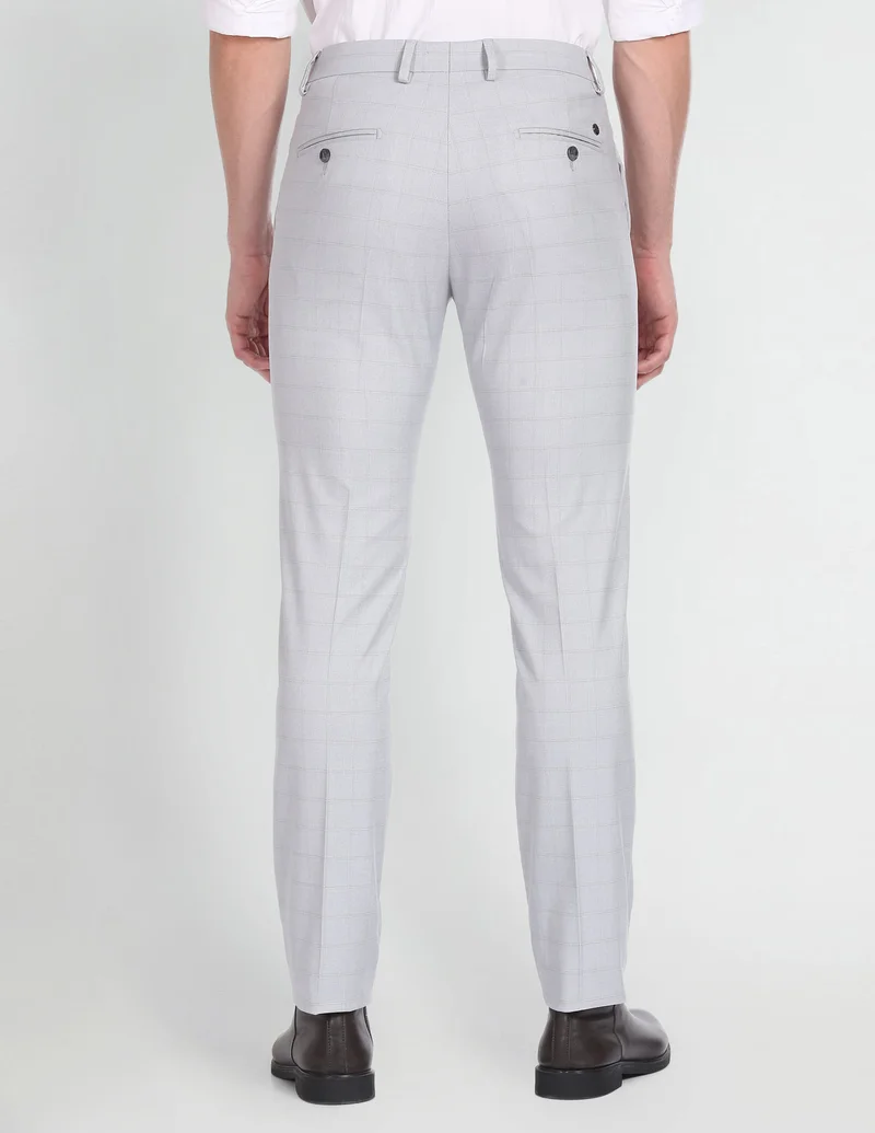 Arrow Grey Smart Flex Outline Check Trousers for Men | Best Price UAE