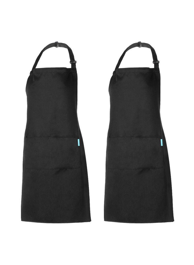 esonmus 2-Piece Kitchen BBQ Apron With Adjustable Neck Belt Black 27x2x22cm