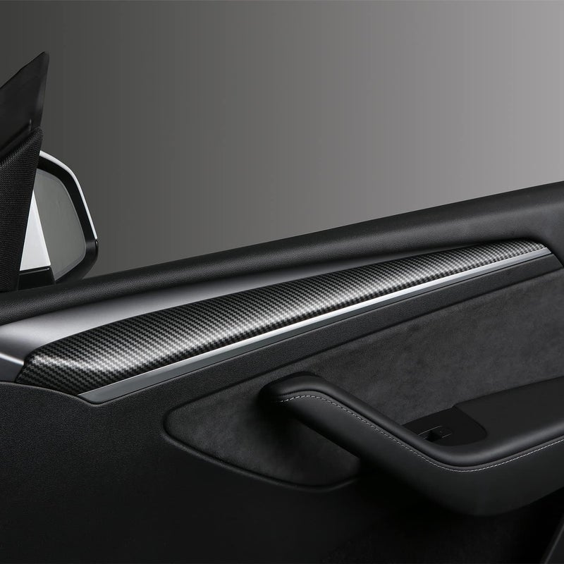 BMZX for Tesla Model Y/3 Dashboard Cover Fit for Model 3 Model Y 2017-2023 Carbon Fibber Pattern and Interior Front Door Trim Wrap Accessories Protector Covers - Image 2