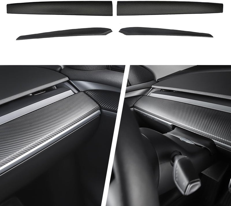 BMZX for Tesla Model Y/3 Dashboard Cover Fit for Model 3 Model Y 2017-2023 Carbon Fibber Pattern and Interior Front Door Trim Wrap Accessories Protector Covers - Image 1