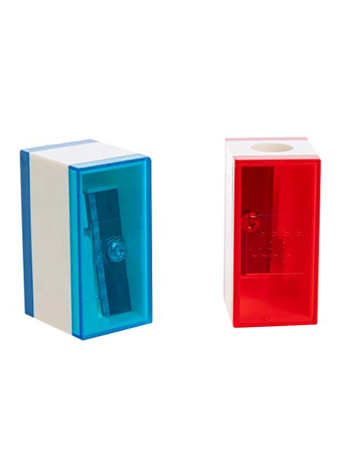 LEGO 2-Piece Pencil Sharpener Set Blue/White/Red - Image 1