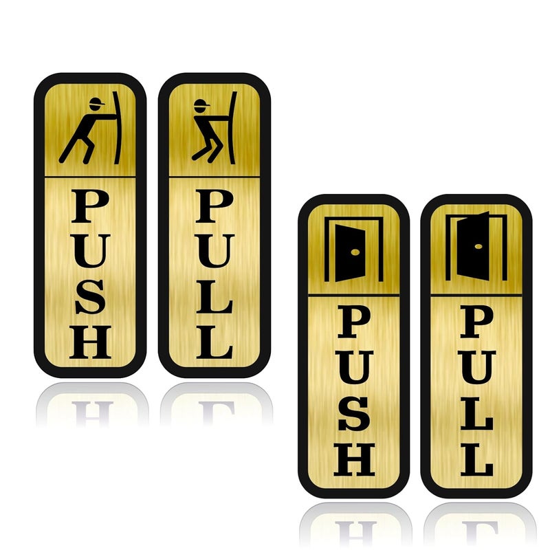 Zouple PUSH PULL Door Sign, 6 Inch, Acrylic, Self-Adhesive, Set of 2 (4 Pcs) - Image 1