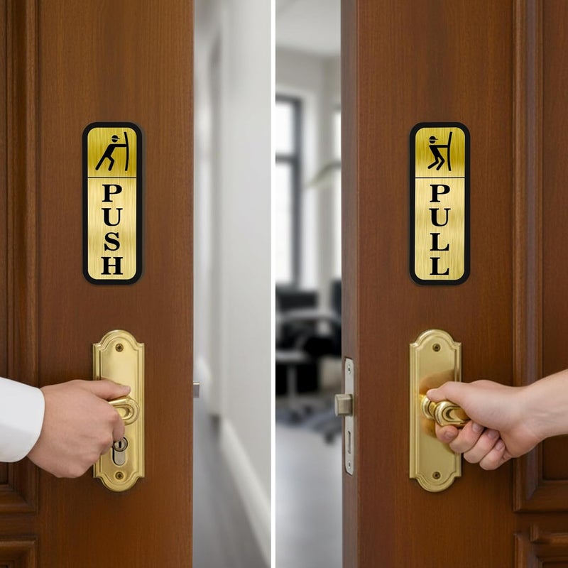Zouple PUSH PULL Door Sign, 6 Inch, Acrylic, Self-Adhesive, Set of 2 (4 Pcs) - Image 2