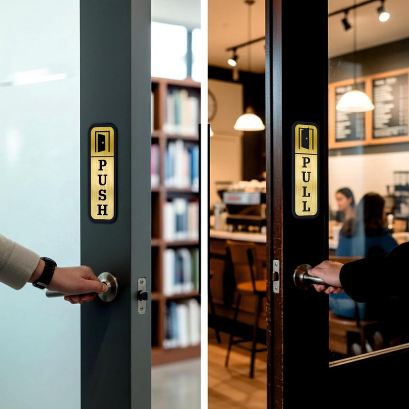 Zouple PUSH PULL Door Sign, 6 Inch, Acrylic, Self-Adhesive, Set of 2 (4 Pcs) - Image 3