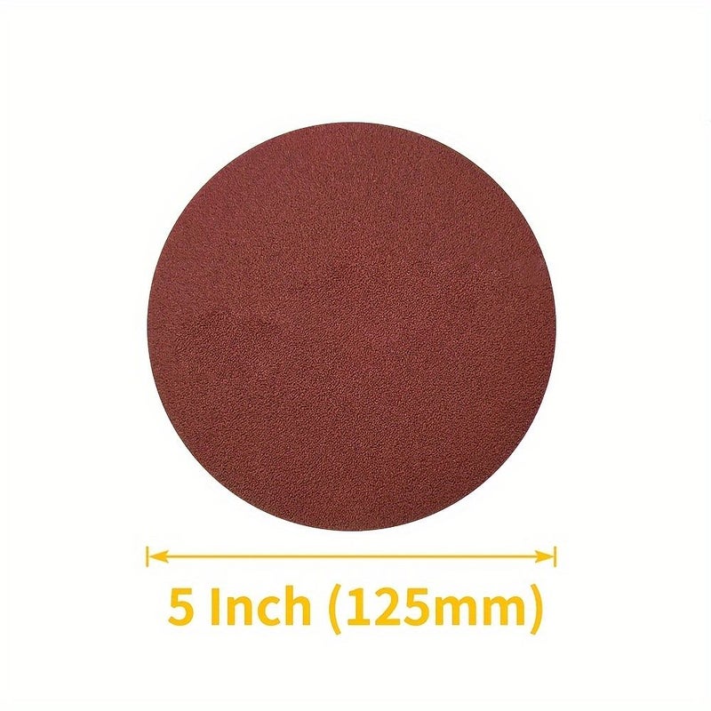 10pcs 5 Inch 125mm Round Sandpaper Non Perforated Sanding Discs Hook And Loop Backing 180 Grit - Image 3