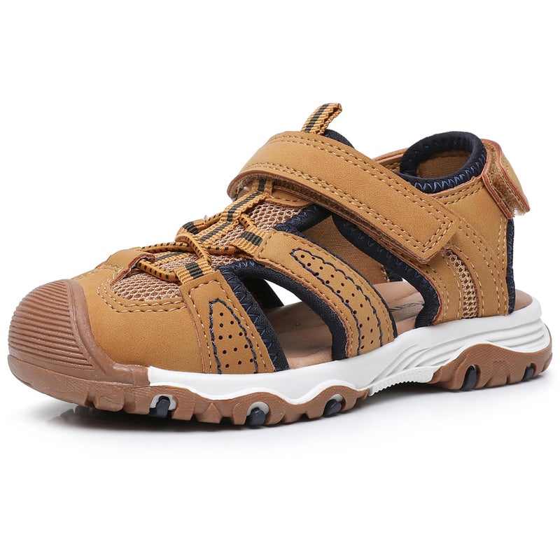 Ahannie Toddler Sandals Boys Sandals Kids Closed Toe Water Sport Outdoor Summer Beach Shoes with Hook LoopBrown11