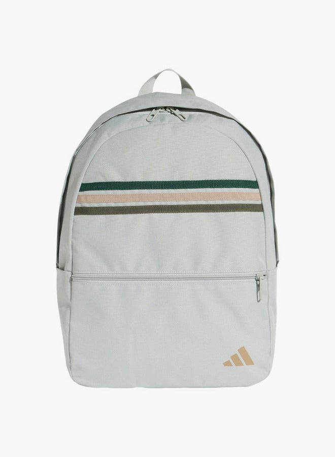 Adidas حقيبة ظهر مدرسية بطباعة شعار مع أحزمة قابلة للتعديل وإغلاق بسحاب - Image 1
