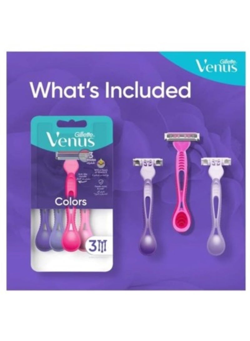 Gillette Simply Venus Colors 3 Plus Disposable Razor - 3 Pieces - Image 3