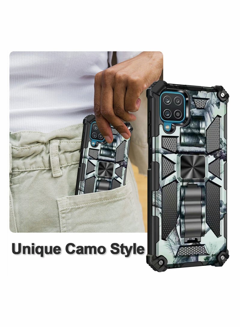 SYOSI Case for Samsung Galaxy A12 Case M12 Case with Kickstand Camo Grade Rugged Cover Drop Protection Shockproof Built-in Magnetic Case for Samsung A12 M12 Cover Case Mint Green - Image 5