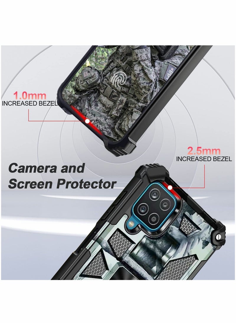 SYOSI Case for Samsung Galaxy A12 Case M12 Case with Kickstand Camo Grade Rugged Cover Drop Protection Shockproof Built-in Magnetic Case for Samsung A12 M12 Cover Case Mint Green - Image 4