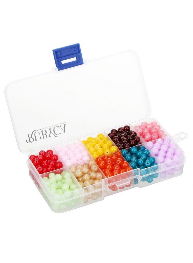 RUBYCA 6Mm 600Pcs Jade Imitation Round Coated Glass Bead Diy Jewelry Making Mix Color Organizer Box - Image 1