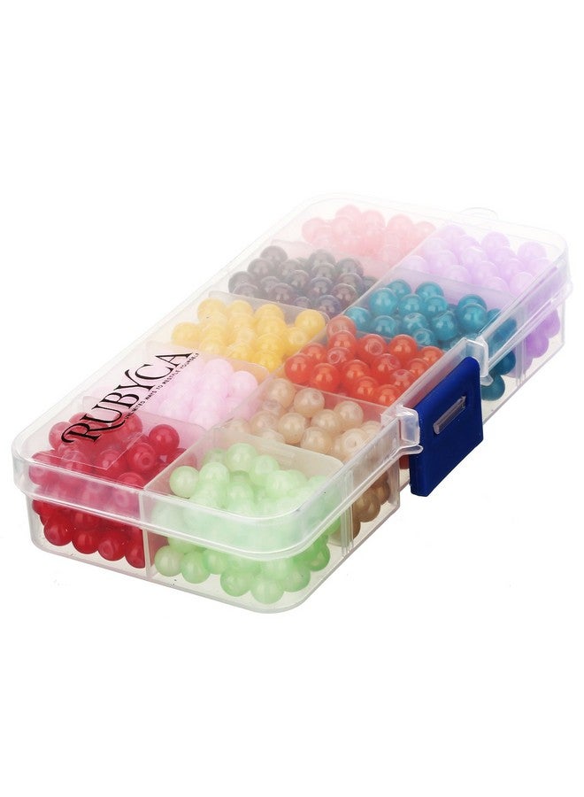 RUBYCA 6Mm 600Pcs Jade Imitation Round Coated Glass Bead Diy Jewelry Making Mix Color Organizer Box - Image 2