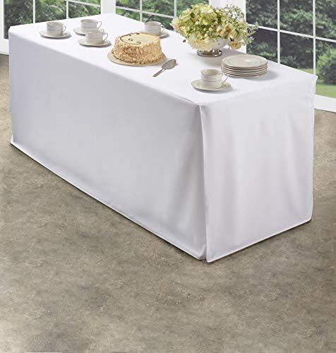 Levinsohn Folding Table Cover, Fitted Tablecloth for 6-Foot Folding Table, White - Image 3