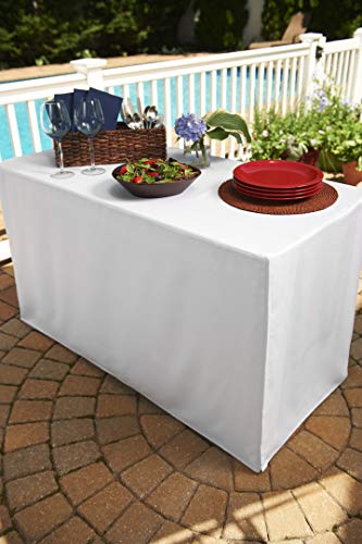 Levinsohn Folding Table Cover, Fitted Tablecloth for 6-Foot Folding Table, White - Image 2