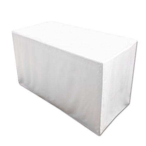 Levinsohn Folding Table Cover, Fitted Tablecloth for 6-Foot Folding Table, White - Image 1