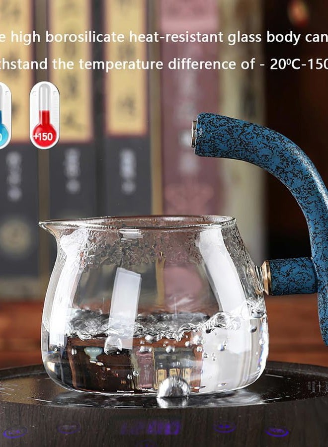 CUNHUY Lazy Kungfu Drip TeaPot, Heat Resistant Tea Set, Semi-Automatic Glass Teapot Suit for Magnetic Water Flow Wooden Glass Teapot Set (BlueDeer handle) - Image 4
