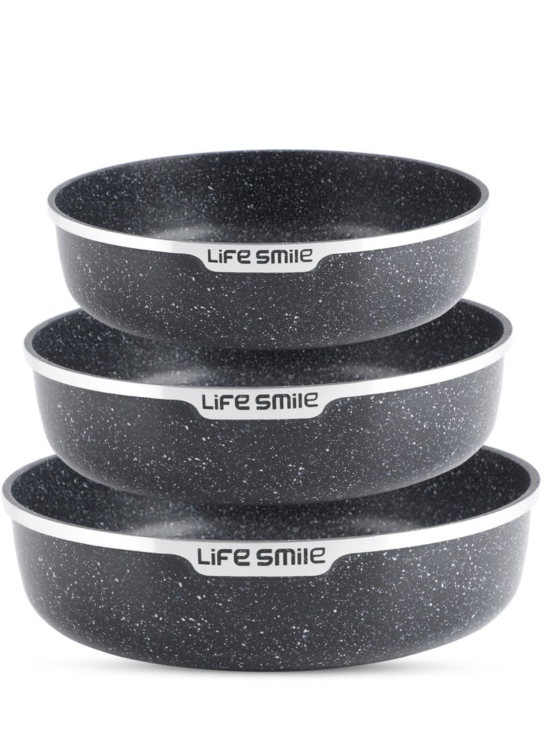 Life Smile مجموعة مقلاة الفرن - طلاء جرانيت متعدد الطبقات خالٍ من مادة PFOA غير لاصقة، أطباق الفرن - هيكل من الألومنيوم المصبوب، مناسبة للخبز في الفرن أو الطبخ على الموقد...  - Image 1