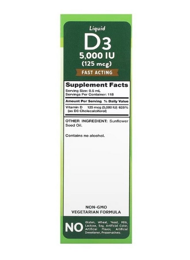Nature's Truth Vitamins Liquid D3 125 mcg 5000 IU 2 fl oz 59 ml  - Image 2