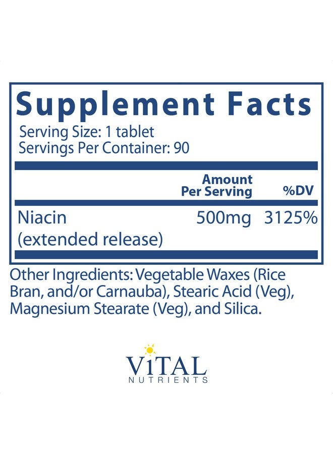 Vital Nutrients Niacin 90 Extendedrelease Tablets Per Bottle 500 Mg - Image 3