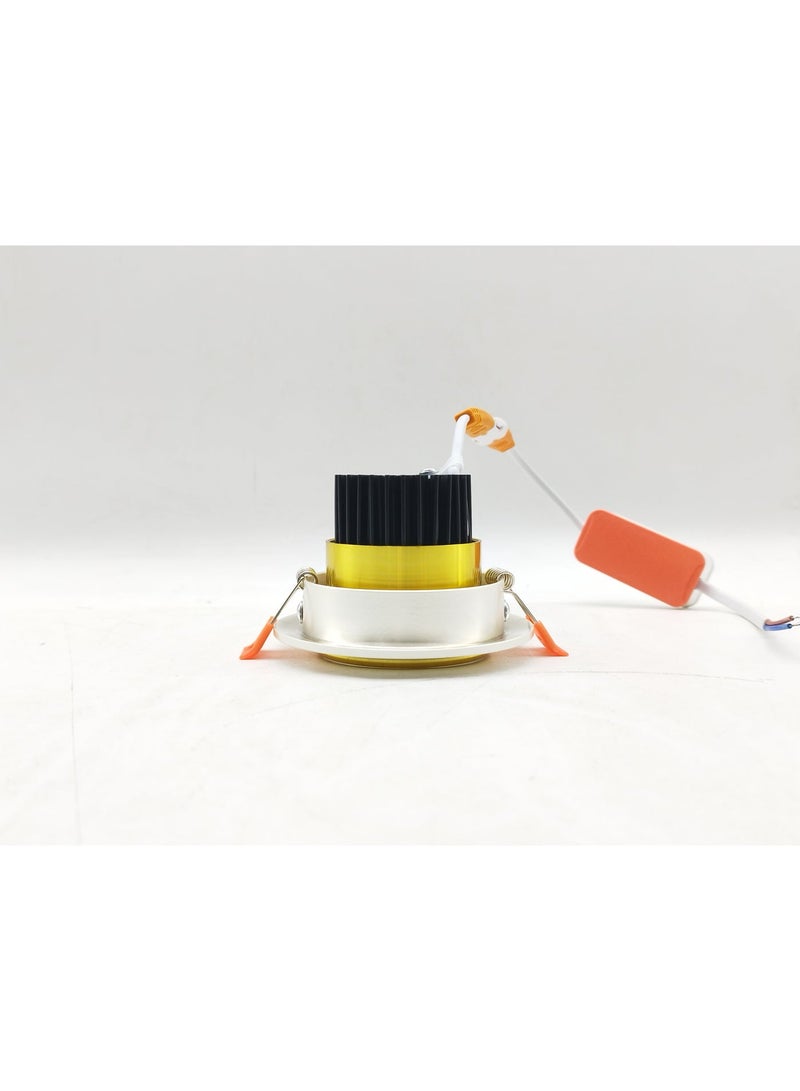 م.م.ذ  دحاولا صخشلا ةكرش اهمزاولو ةرانلا  تادعم ةراجتل زنيل دنآ وتلب سبوت لايت سقفي LED COB من PLATO بقدرة 10 واط (عبوة قطعتين) | متحرك | هيكل فضي وذهبي | إضاءة بيضاء 6000 كلفن - Image 3