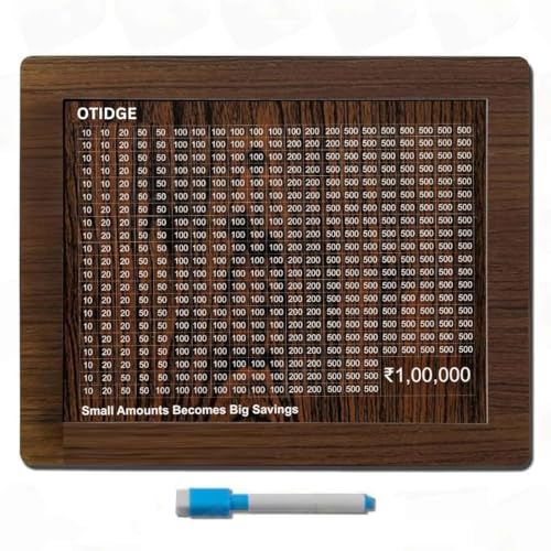 Otidge Wooden Piggy Bank | 1 Lakh Money Saving Box with Numbers | Money Saving Challenge Box | Wood Money Bank for Adults & Kids | Cash Box | Piggy Bank for Girls - Image 1