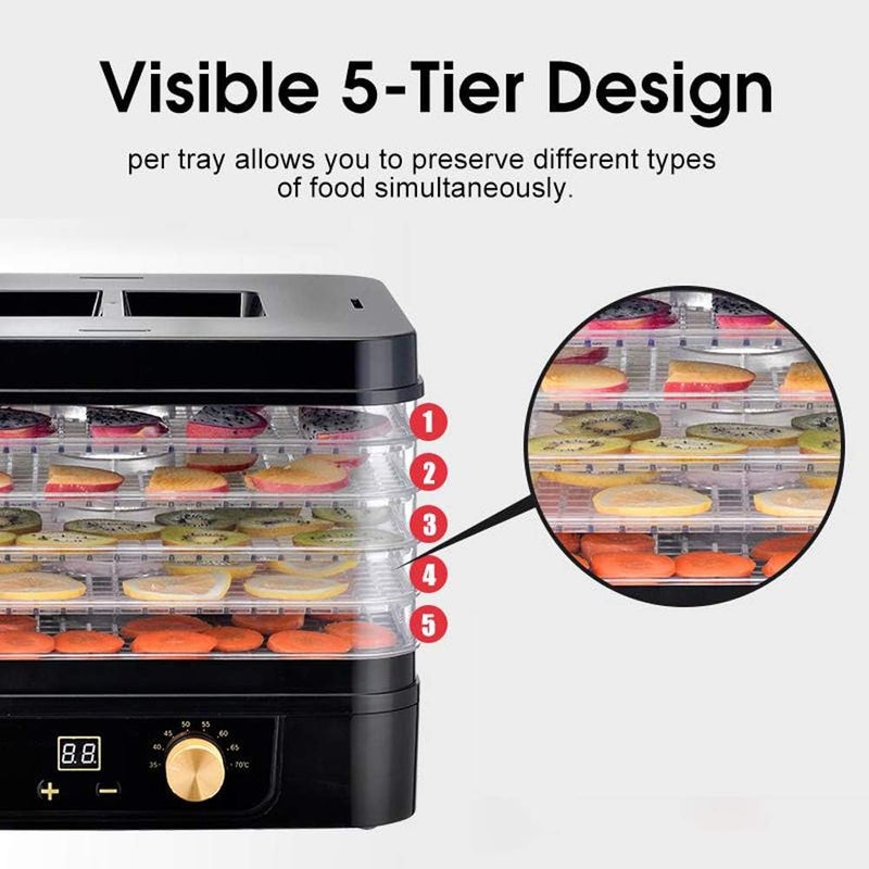 windforgecraft Electric Food Dryer, 5 Layers Professional Adjustable Dehydrator Machine, ccurate Temperature Control, for Food Fruit Vegetable Meat, Black - Image 5