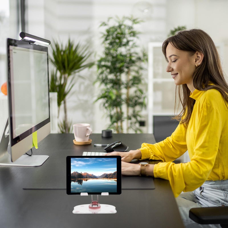 Acrylic Folding Tablet Stand 360 Rotatable Holder For Drawing And Video Recording Pink - Image 5