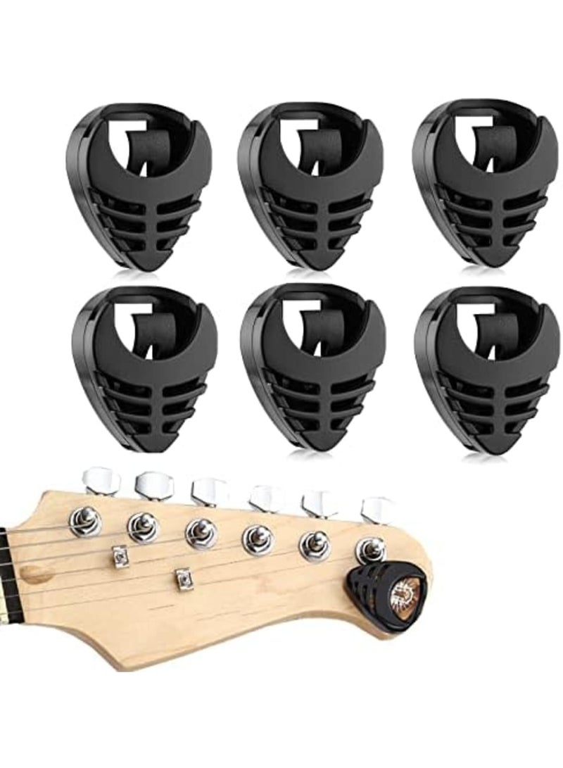 SYOSI Guitar Pick Holder, 6pcs Durable Stick-On Plastic Guitar Pick Box Holder with Adhesive Back and Spring Guitar Accessories, Convenient Picks Placement for Acoustic Guitar Bass Ukulele - Image 1