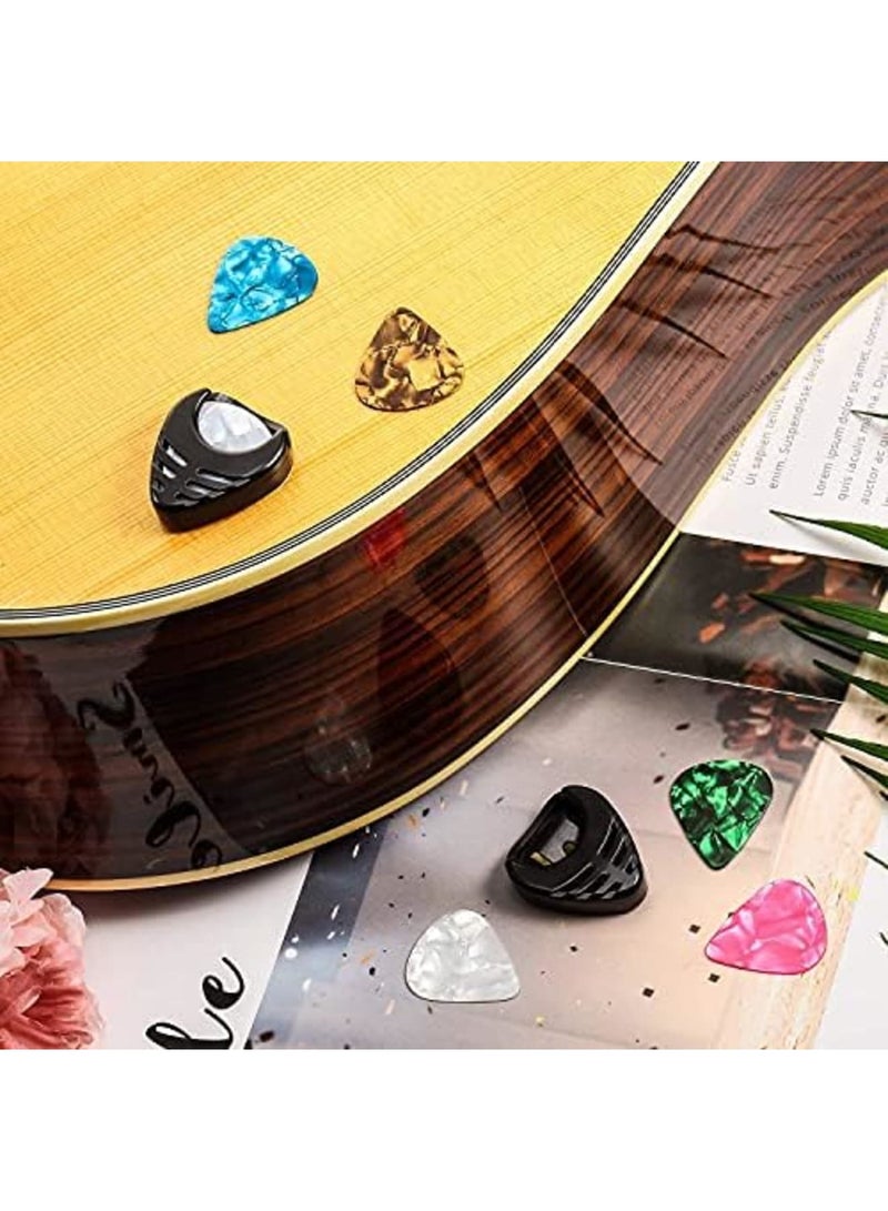 SYOSI Guitar Pick Holder, 6pcs Durable Stick-On Plastic Guitar Pick Box Holder with Adhesive Back and Spring Guitar Accessories, Convenient Picks Placement for Acoustic Guitar Bass Ukulele - Image 5