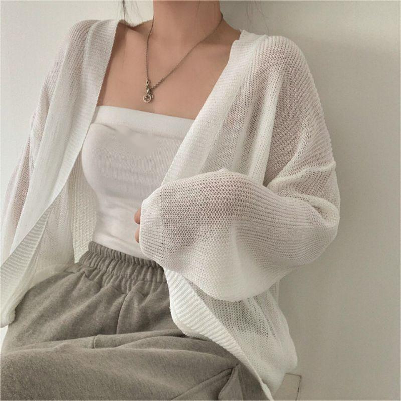 Korean Chic Lightweight Summer Cardigan Blue  - Image 1