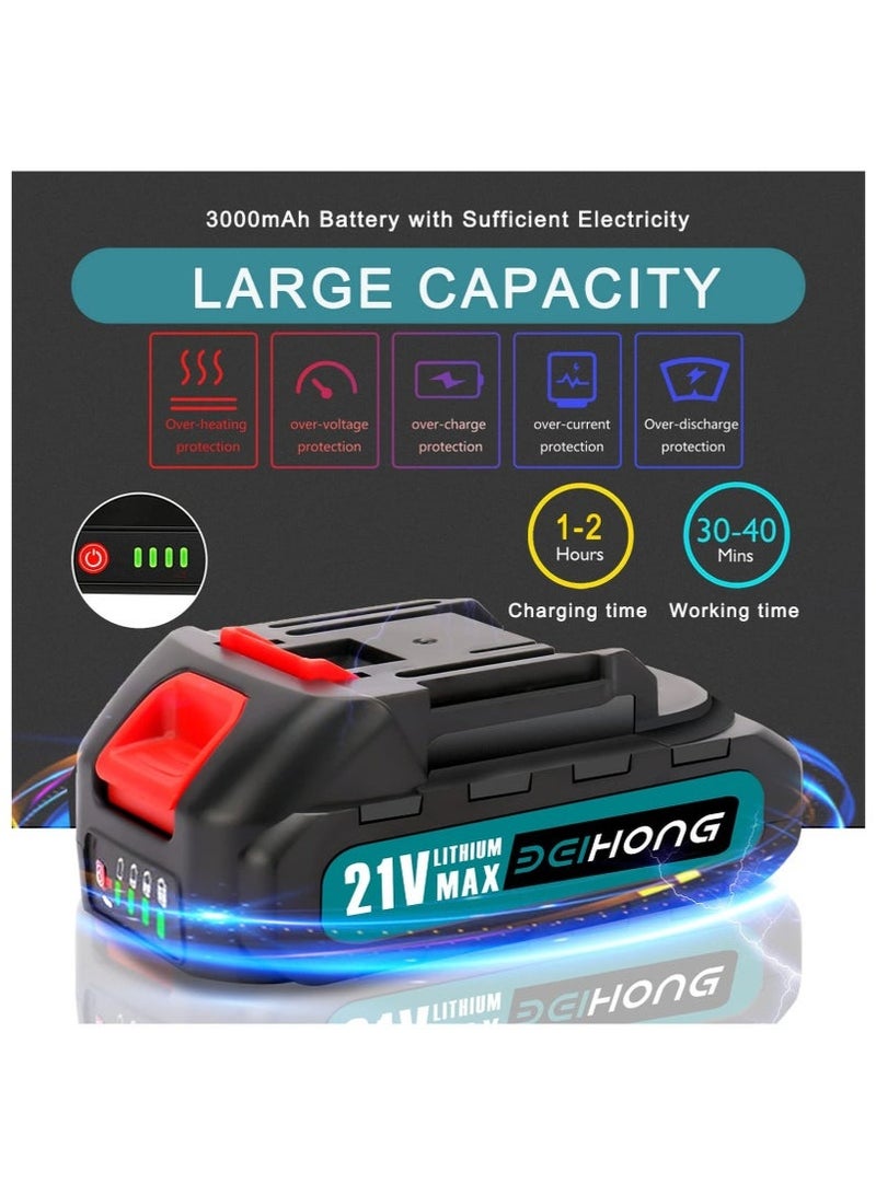 6-Inch Electric Chainsaw - Portable Cordless Chainsaw with 2000mAh Battery, Includes 2 High-Capacity Batteries and 2 Chains, Ideal for Wood Cutting, Branch Pruning, and Gardening  - Image 2
