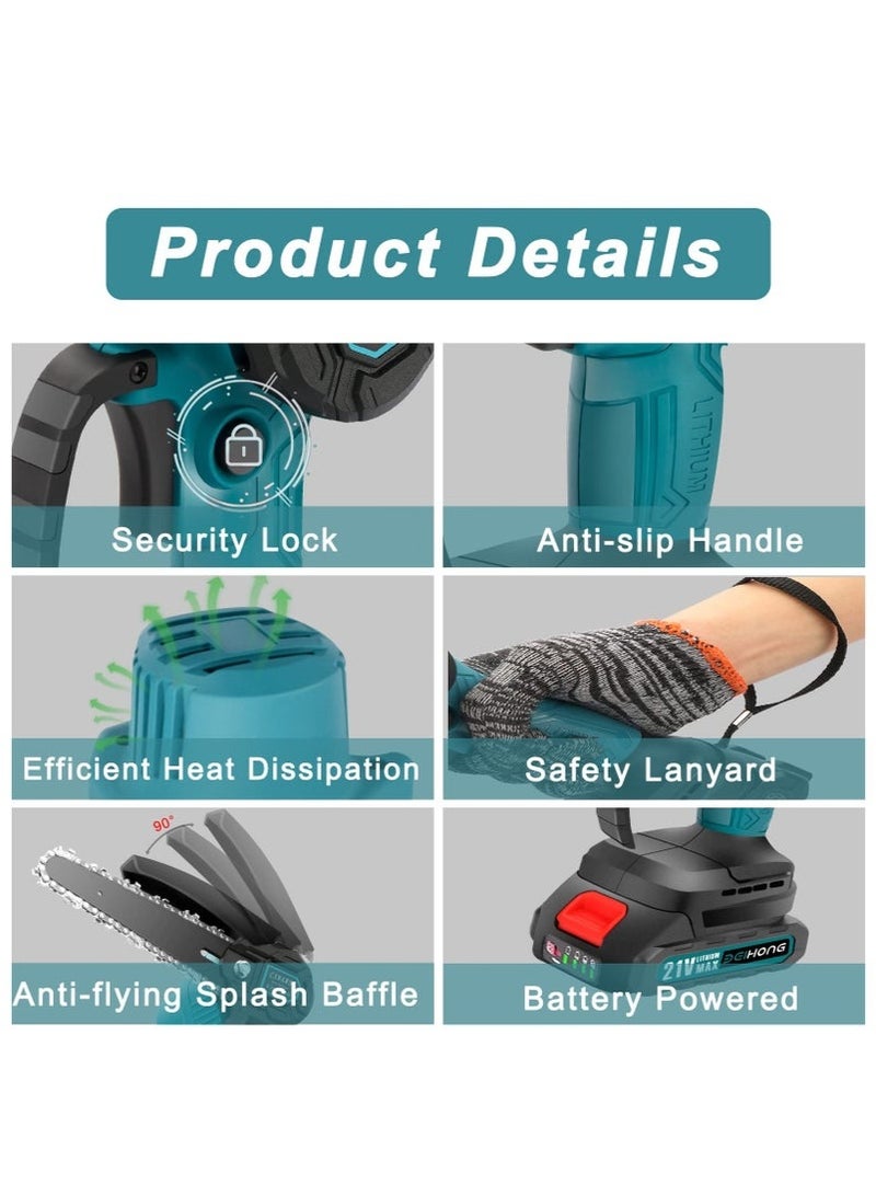 6-Inch Electric Chainsaw - Portable Cordless Chainsaw with 2000mAh Battery, Includes 2 High-Capacity Batteries and 2 Chains, Ideal for Wood Cutting, Branch Pruning, and Gardening  - Image 5