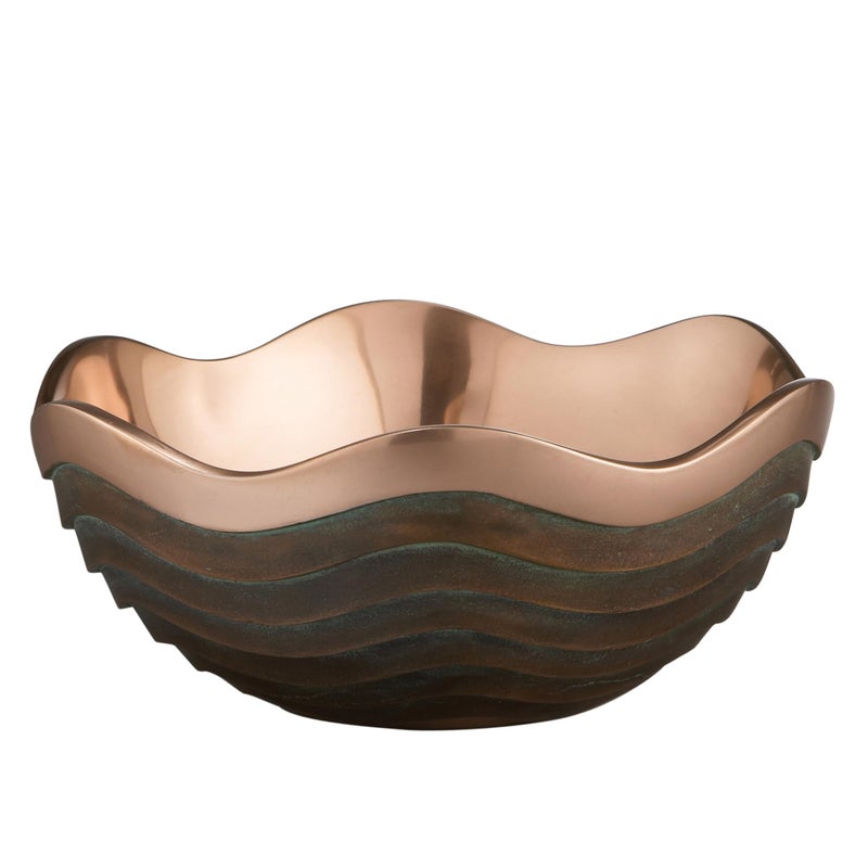Nambe Copper Canyon Large Salad Bowl  15 Inch Large 8 Quart Serving Bowl for Salad Pasta and Fruit  Copper coated Nambe Alloy