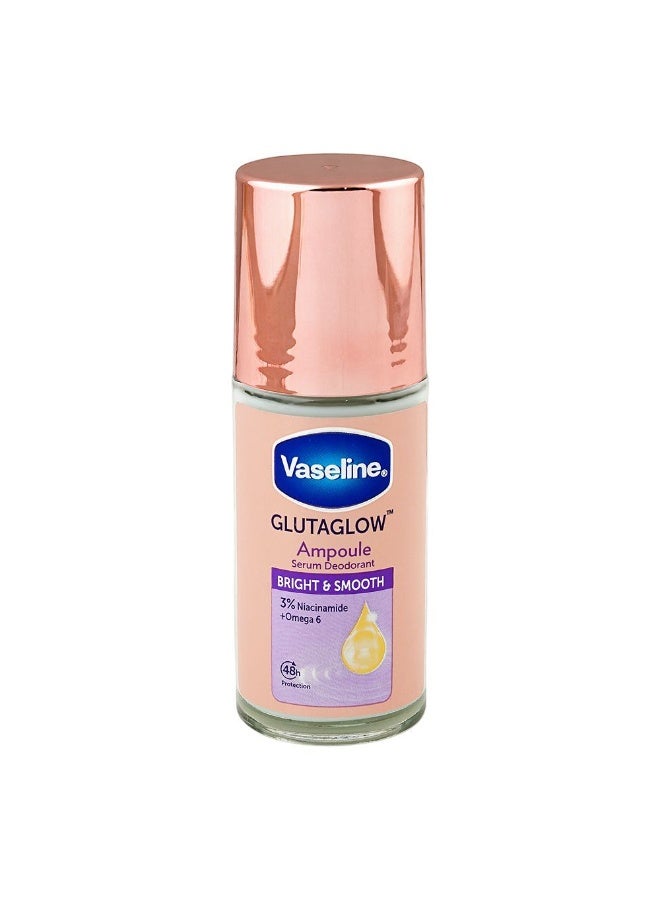 Vaseline Gluta Glow Ampoule Bright & Smooth Serum Deodorant Roll On, Niacinamide + Omega 6, 45ml