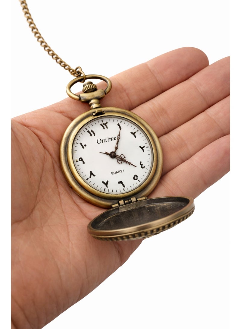 Vintage Pocket Watch Necklace for Men – Motorcycle Design Quartz Pendant Watch with Chain – Retro Antique Bronze & Silver Classic Gift for Bikers & Collectors (Antique Bronze) - Image 2