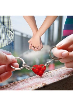 BIGTHREE Heart Keychain Set for Couples, Brick Matching Couple Heart Keychain for Boyfriend Girlfriend, Valentine's Day Gifts for Couple Husband Wife Best Friends Friendship Him Her  - Image 2