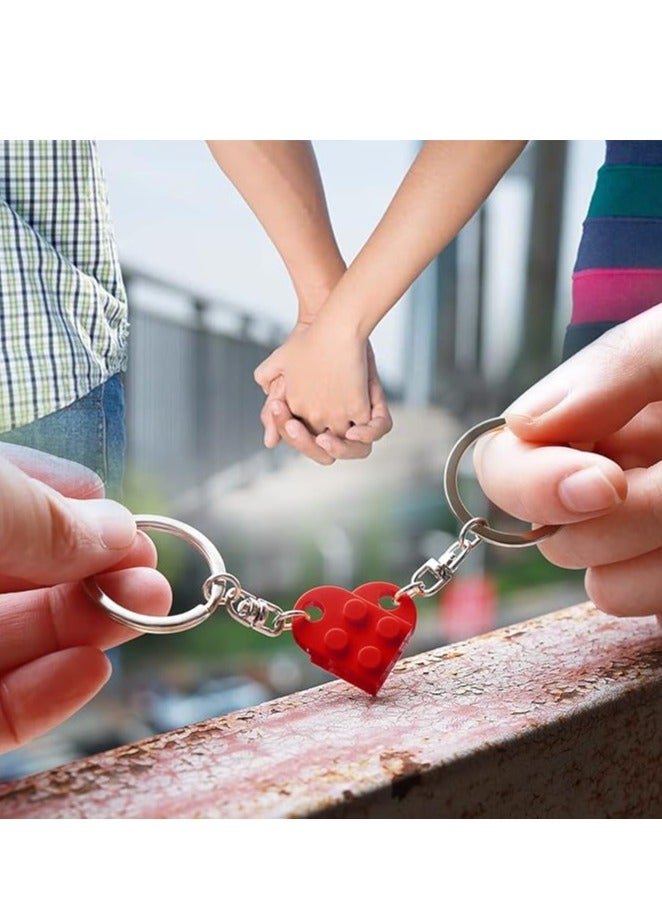 BIGTHREE Heart Keychain Set for Couples, Brick Matching Couple Heart Keychain for Boyfriend Girlfriend, Valentine's Day Gifts for Couple Husband Wife Best Friends Friendship Him Her - Image 2