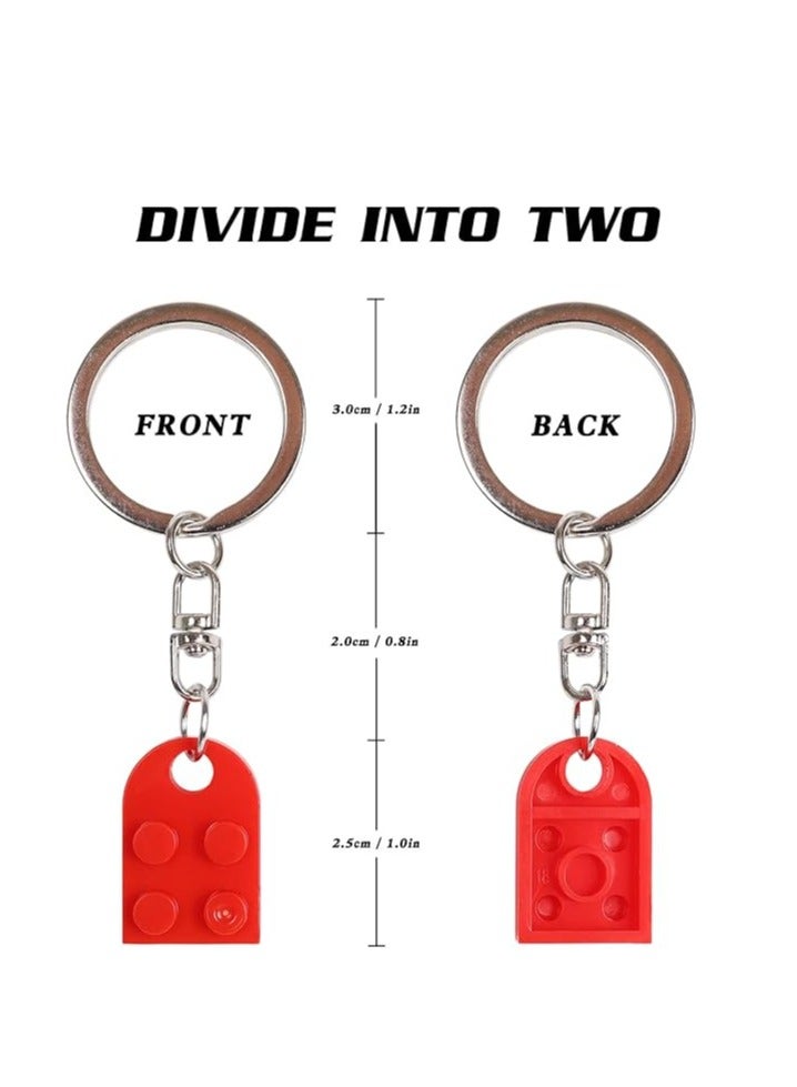 BIGTHREE Heart Keychain Set for Couples, Brick Matching Couple Heart Keychain for Boyfriend Girlfriend, Valentine's Day Gifts for Couple Husband Wife Best Friends Friendship Him Her - Image 3