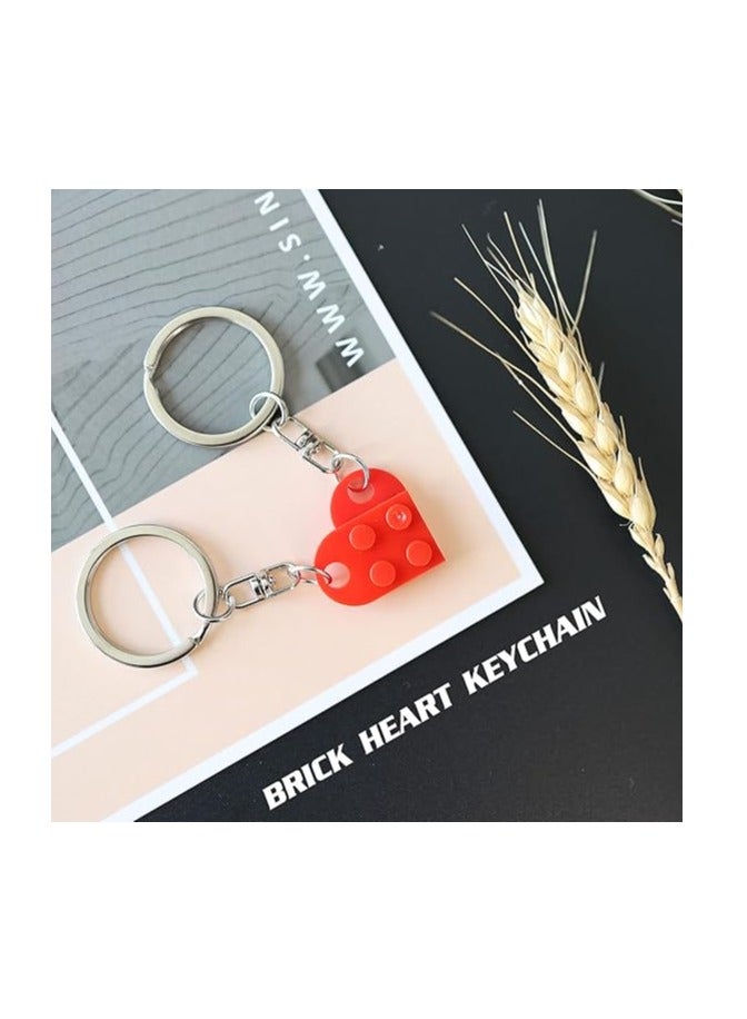 BIGTHREE Heart Keychain Set for Couples, Brick Matching Couple Heart Keychain for Boyfriend Girlfriend, Valentine's Day Gifts for Couple Husband Wife Best Friends Friendship Him Her - Image 4