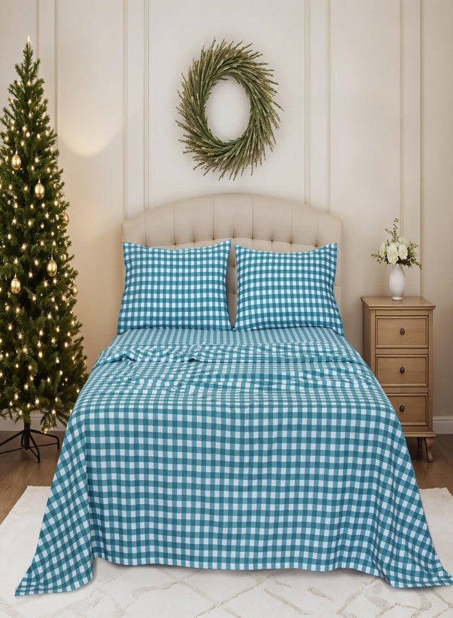 RUVANTI Flannel Sheets King Size - 100% Cotton Brushed King Bed Sheets Set - Deep Pockets 16 Inches - All Seasons Breathable & Extra Soft - Warm & Cozy, 4 Piece, Cabin Plaid - Image 2
