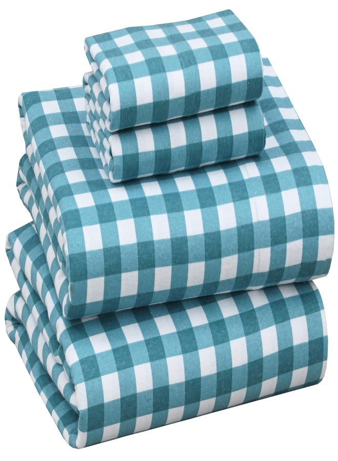 RUVANTI Flannel Sheets King Size - 100% Cotton Brushed King Bed Sheets Set - Deep Pockets 16 Inches - All Seasons Breathable & Extra Soft - Warm & Cozy, 4 Piece, Cabin Plaid - Image 1