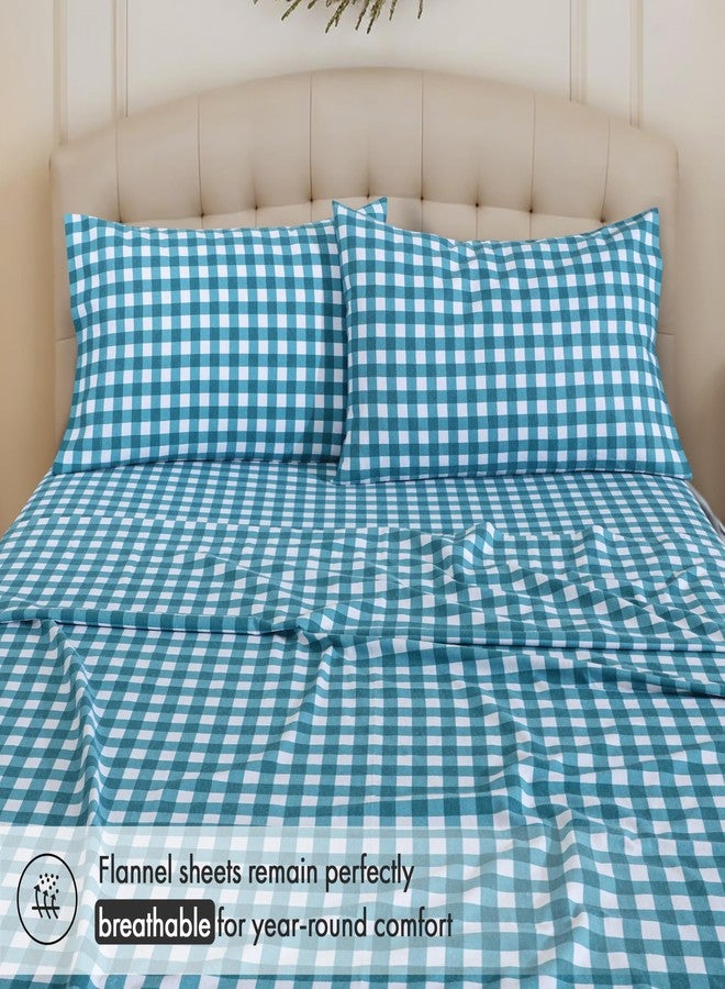 RUVANTI Flannel Sheets King Size - 100% Cotton Brushed King Bed Sheets Set - Deep Pockets 16 Inches - All Seasons Breathable & Extra Soft - Warm & Cozy, 4 Piece, Cabin Plaid - Image 4