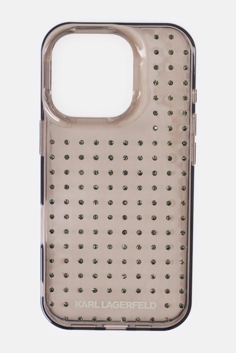 Karl Lagerfeld iPhone 16 Pro Metallic Protective Case, Black - Image 1