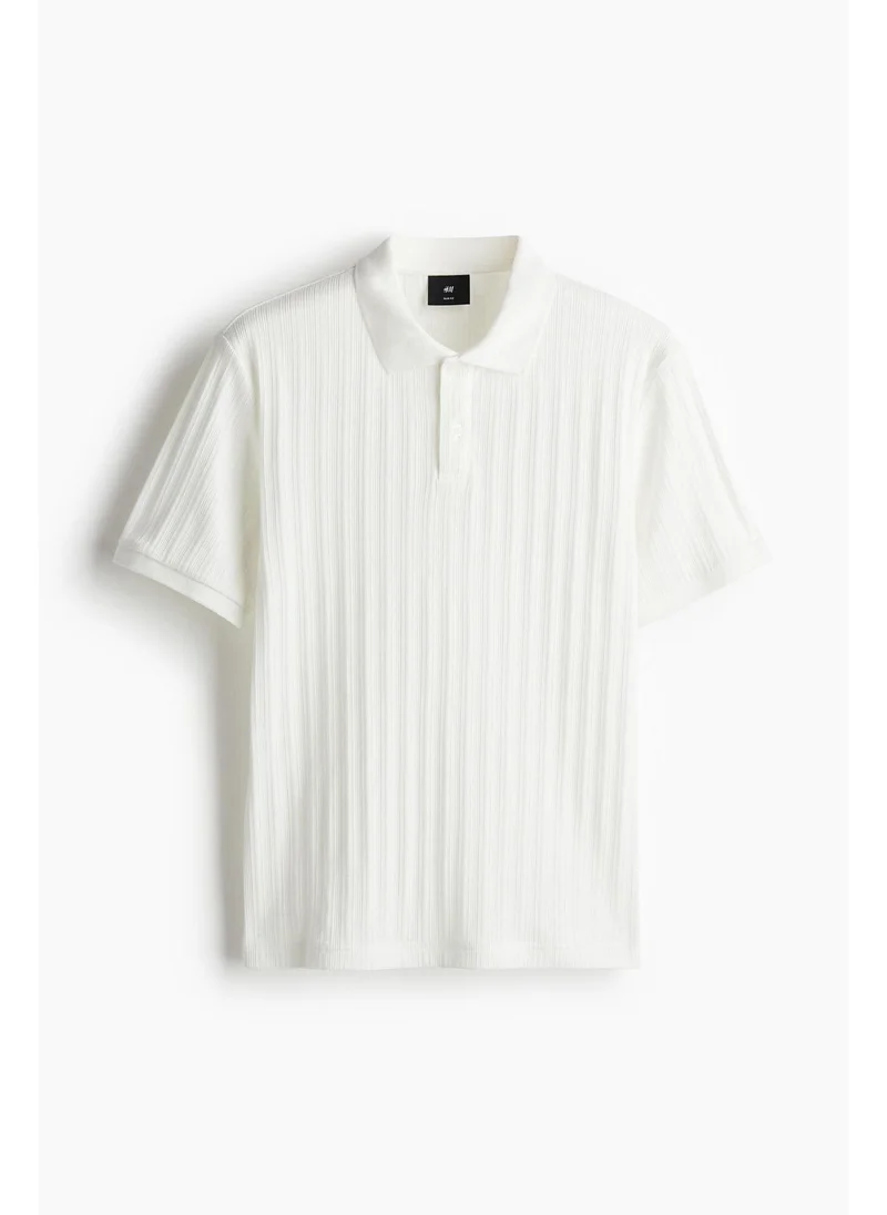 H&M Slim Fit Textured jersey polo shirt