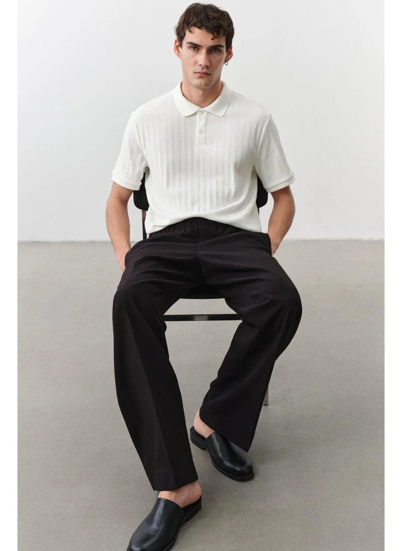 H&M Slim Fit Textured jersey polo shirt