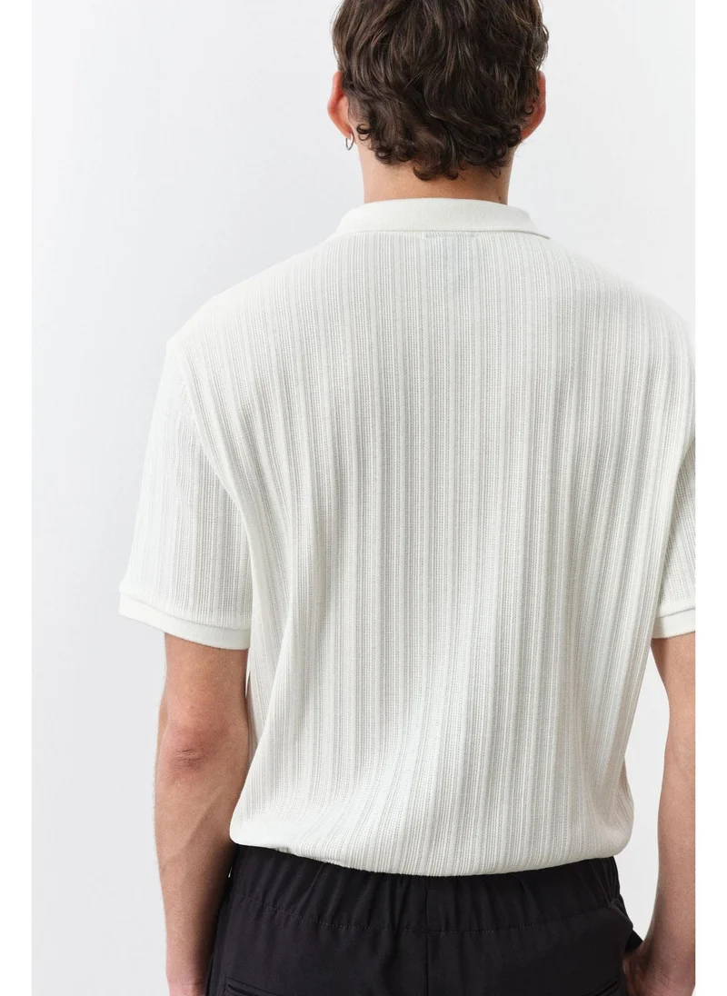 H&M Slim Fit Textured jersey polo shirt